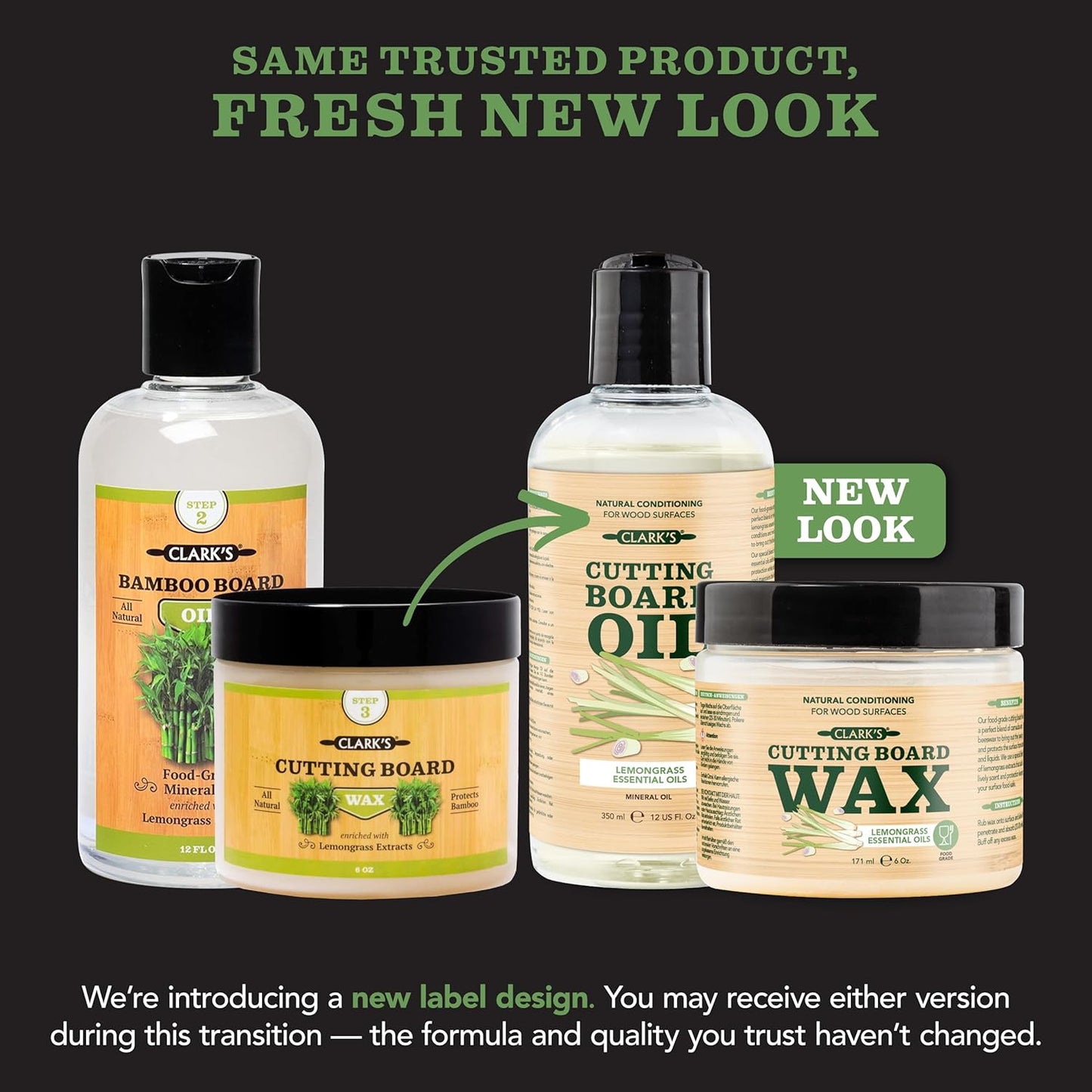 CLARK'S Food Grade Mineral Oil (12oz) and Carnauba Wax (6oz) Set - 100% Natural Butcher Block Oil and Cutting Board Wax - Food Safe Beeswax and Wood Cutting Board Oil with Orange & Lemon Extract
