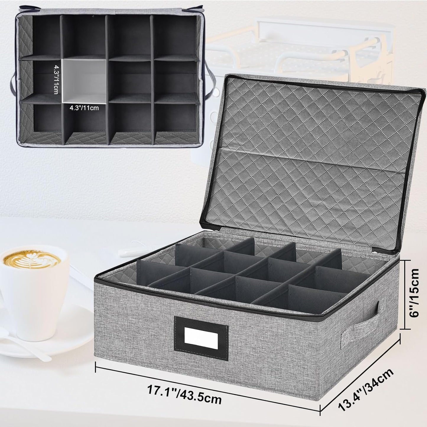 VERONLY 2 Pack Flatware Utensil Storage - Sturdy Silverware Storage Box with Dividers, 5 Compartment Flatware Storage Case with Handles and Removable Lid for Moving&Protected(Dark Gray)