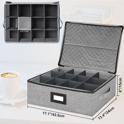 VERONLY 2 Pack Flatware Utensil Storage - Sturdy Silverware Storage Box with Dividers, 5 Compartment Flatware Storage Case with Handles and Removable Lid for Moving&Protected(Dark Gray)