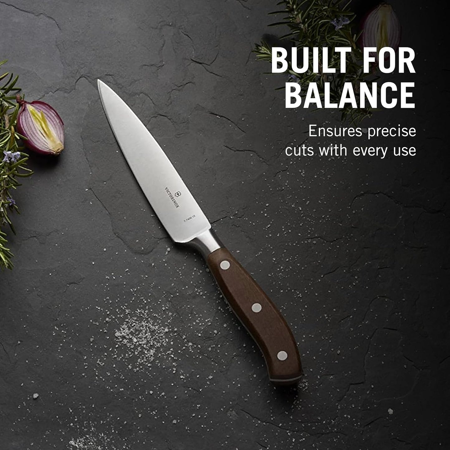 Victorinox Grand Maitre Forged Chef's Knife - Sharp Kitchen Knife for Cutting Herbs, Vegetables & Meat - Premium Kitchen Accessory - Wood Handle, 6"