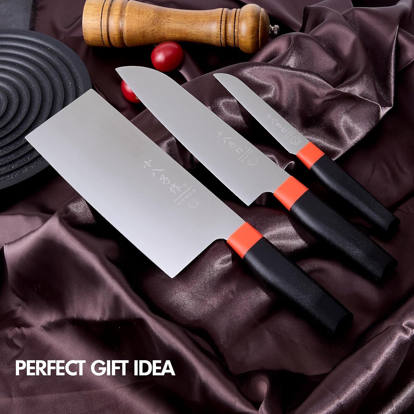 SHI BA ZI ZUO Meat Cleaver Set Chinese Style Patterns 7.09”&6.97" Chef Knife Stainless Steel Professional Kitchen Cleaver And Santoku Knife (Kitchen Knife Set 2 Pcs)