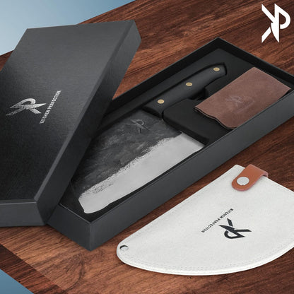 Kitchen perfection Handmade Meat Cleaver Knife for Meat Cutting - Professional 7" Serbian Chef Knife - Made of High Carbon Steel - Hand Sharpen Butcher Knife with Canvas Sheath, Unique Gifts for Men
