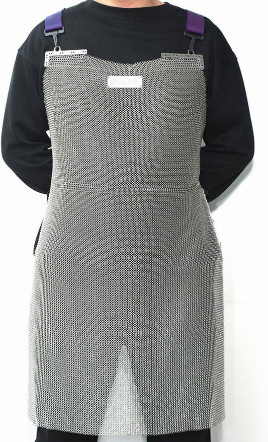 Chainmail Apron for Butcher, Cut Resistant Apron for Meat Cutting, Food Grade Stainless Steel Metal Mesh with Adjustable Strap (Medium)