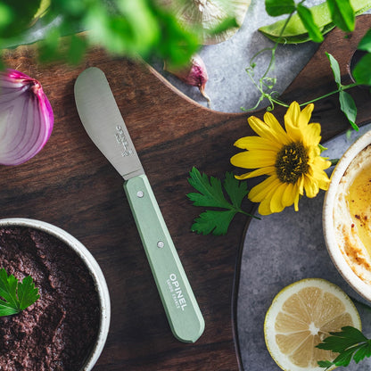 OPINEL Essential No.117 Spreading + Butter Knife, Painted Hornbeam Wood Handles, Made in France (Natural)