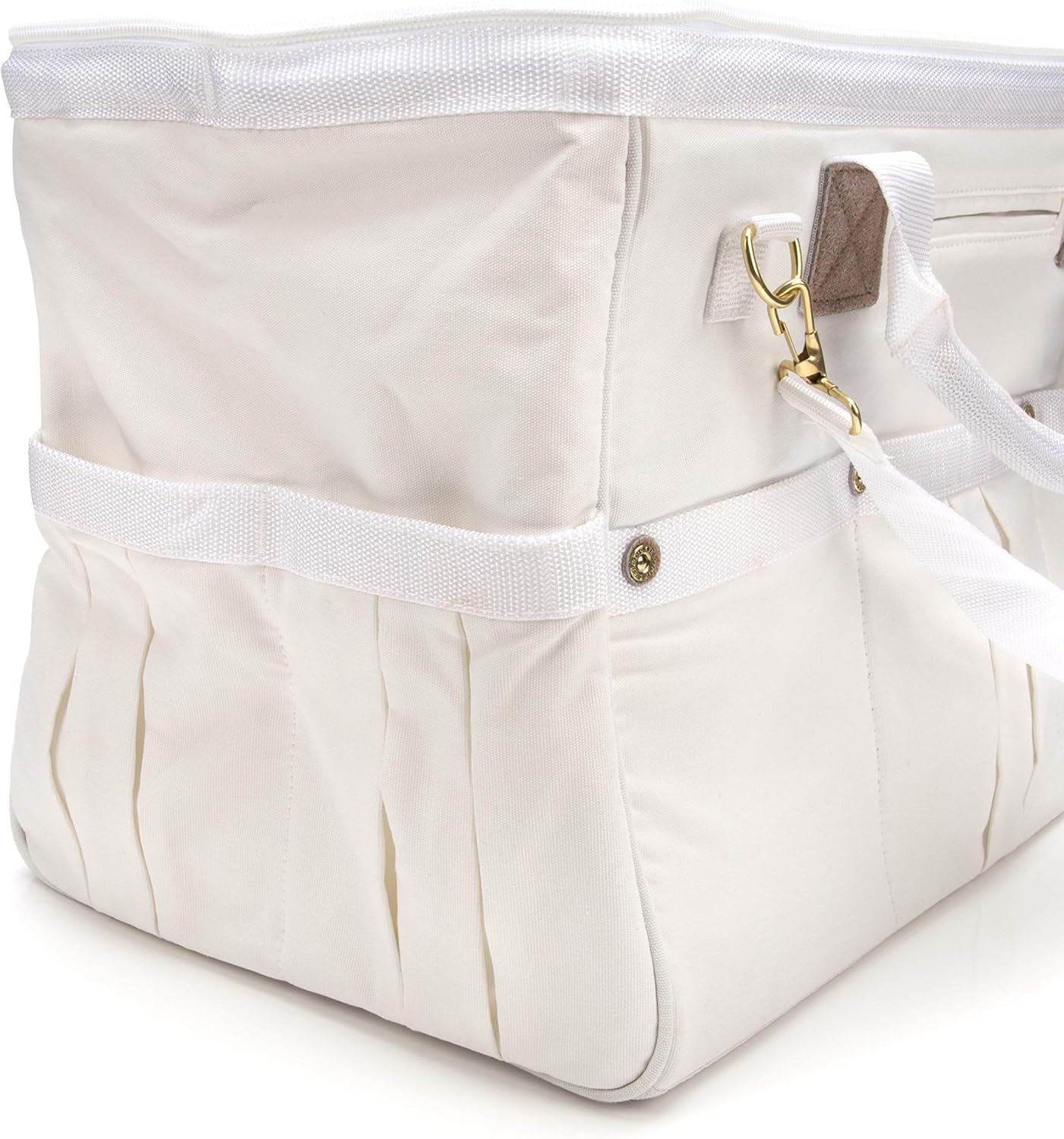 Dickies 20-Inch Durable Canvas Work Bag for Painters, Carpenters, and Builders, Heavy-Duty Zipper, Reinforced Handles, Exterior Pockets, Shoulder Strap, White