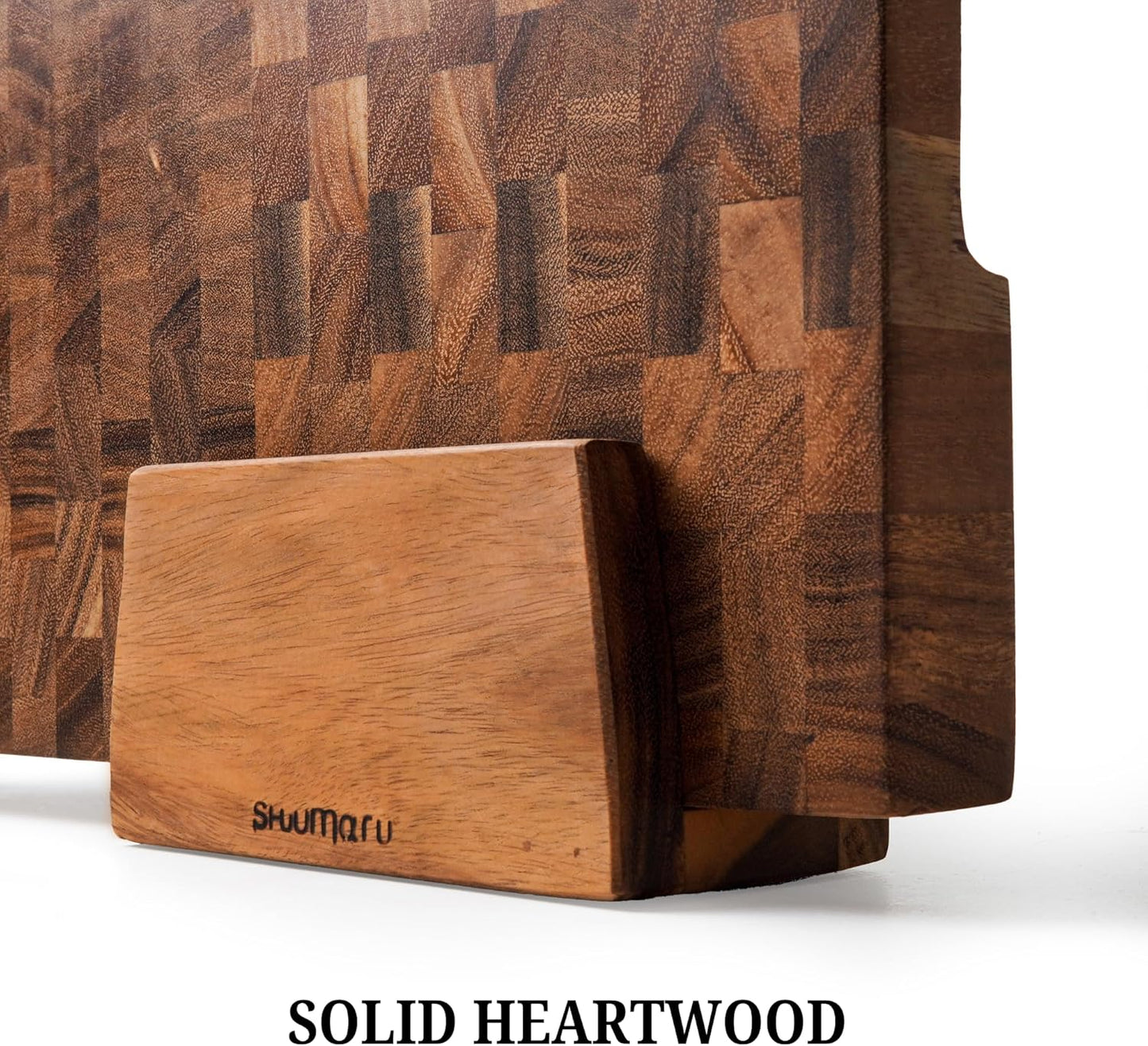 SHUMARU Mahogany End Grain Cutting Board, 17×13×1.6 in – Handmade Butcher Block, Knife-Friendly, Juice Groove, Non-Slip Feet