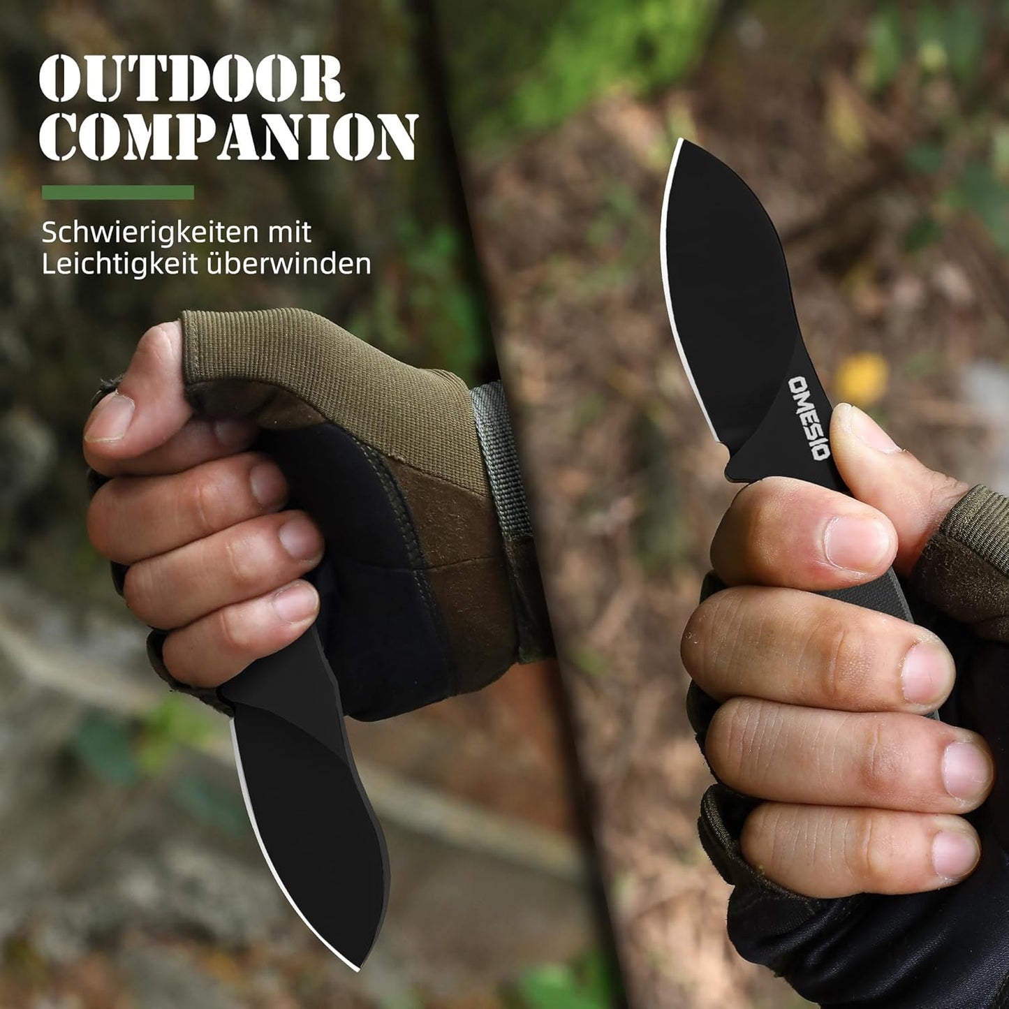 Omesio Neck Knife, Full Tang EDC Knife Necklace for Men, 5.82" Fixed Blade with Kydex SHeath and Clip, Nessmuk Blade Small D2 Steel G10 Handle for Outdoor, Survival, Camping