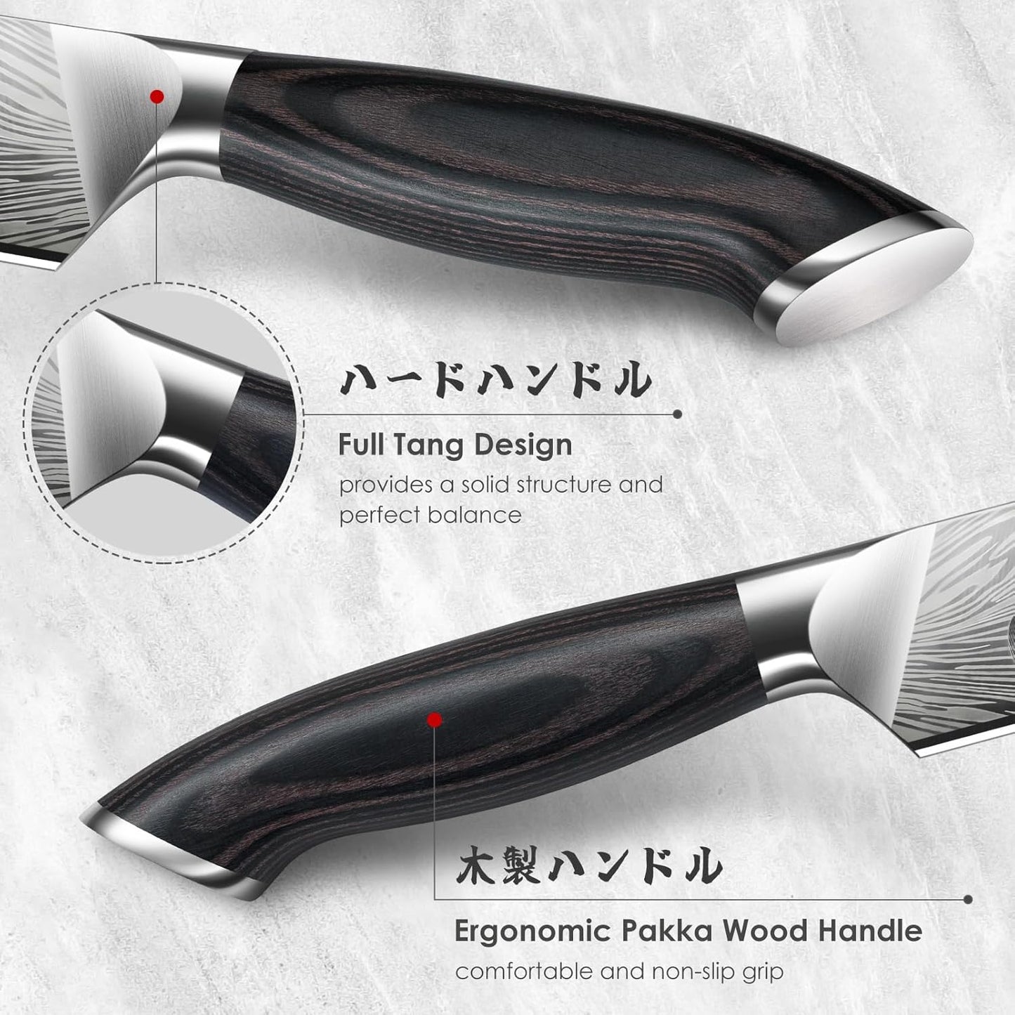 SHAN ZU Chef Knife in Powder Steel, Japanese Kitchen Knife 8 Inch, Ultra Sharp Chef's Knives, High Carbon Japanese Knives with Ergonomic Pakkawood Handle Professional Utility Knives for Meat Vegetable