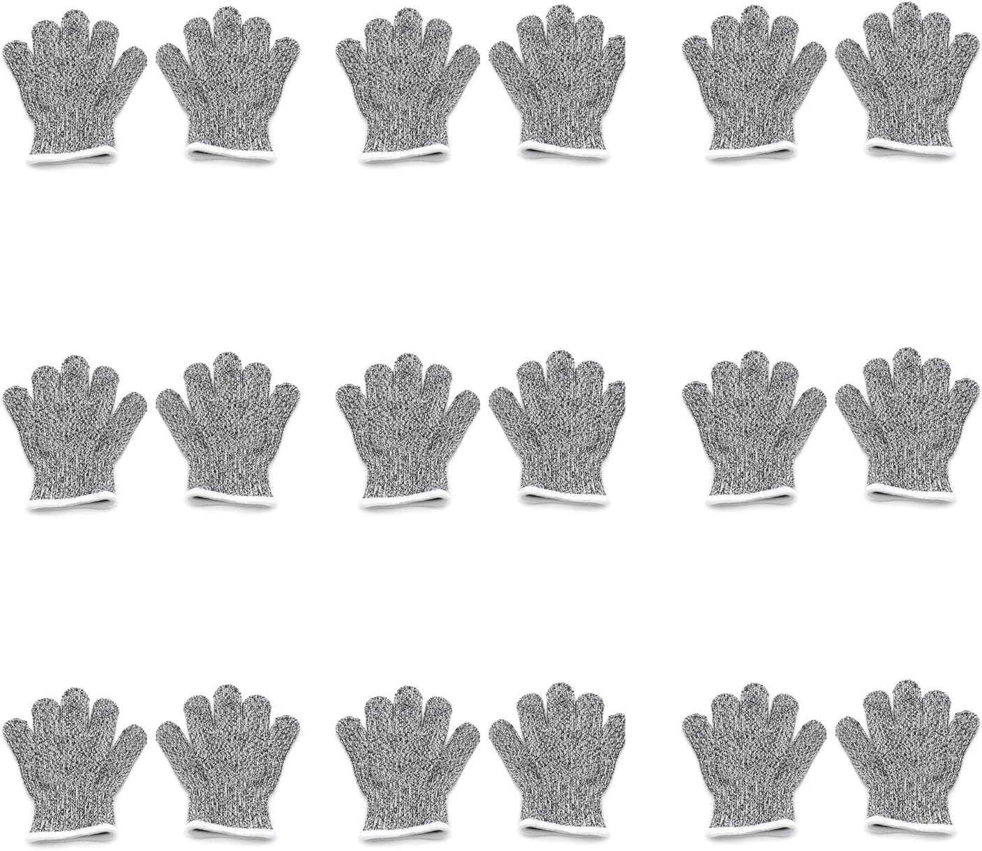 HongK- Level 5 Protection 6Pair Of Size XL Safe Cut Resistant Gloves Food Grade For Kitchen Oyster Shucking Meat Cutting Wood Carving Machine Washable [P/N: ET-TOOL032-XL X6-GRAY ]