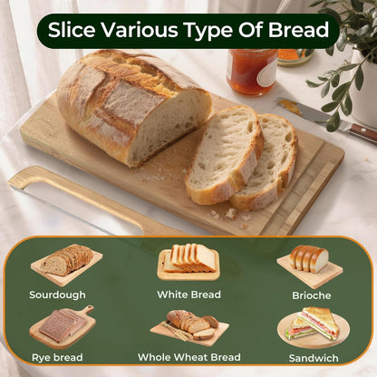 Upgrade Bread Bow Knife and Board Set,Sourdough Bread Slicer and Bread Cutting Board with Magnetic Storage,Space-saving,Right & Left Handed,Perfect for Bagels,Homemade,Ideal Baking Gifts for Woman