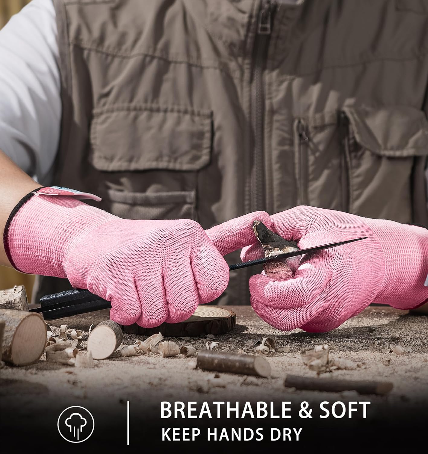 JDL ANSI A6 Cut-Resistant Gloves for Women, Food Grade, Knife Protection, Glass Handling, Superior Comfort & Lightweight, Pink, Small