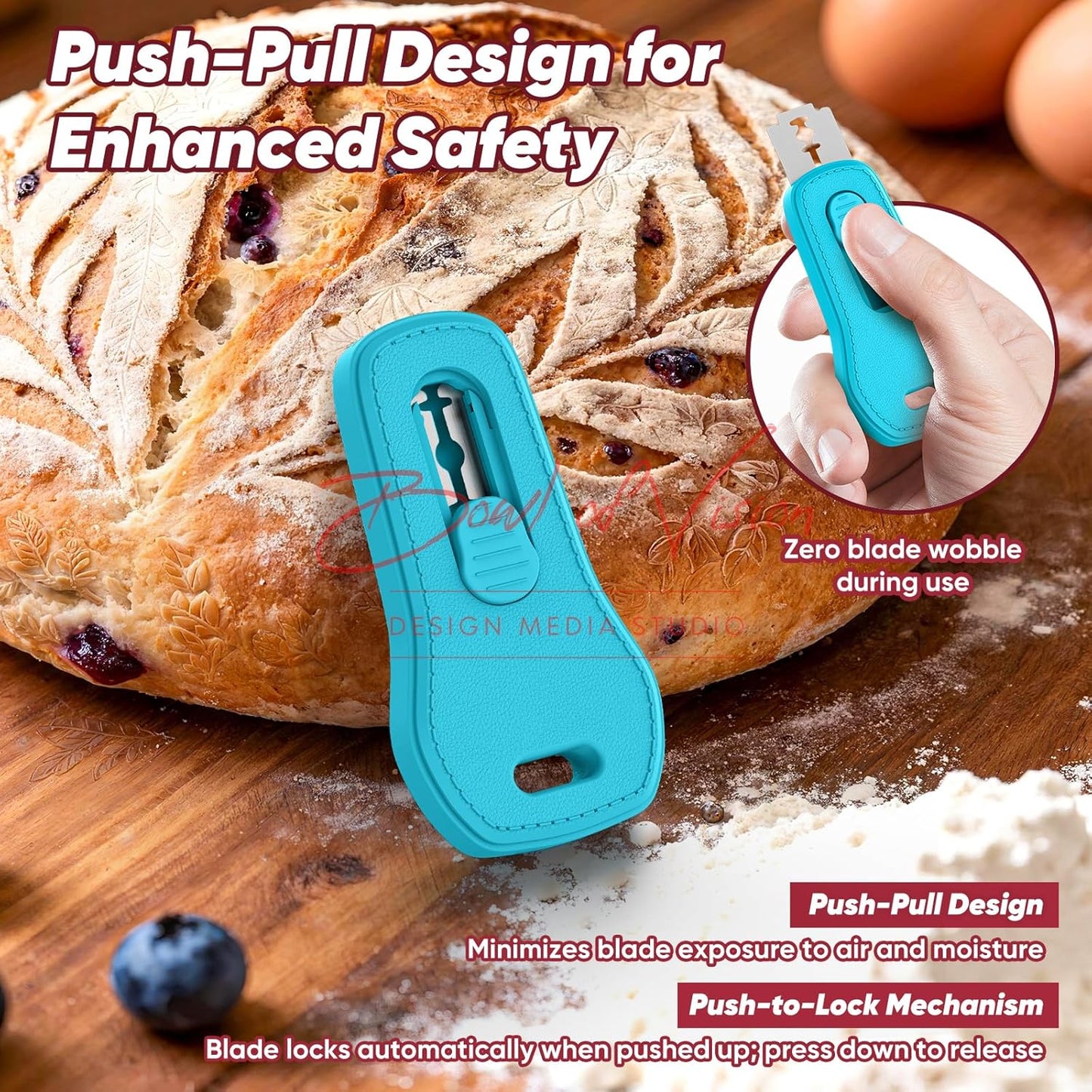 24SHEN Bread Lame, Sourdough Scoring Tool with Extractable & Magnetic, Sour Dough Tools Sourdough Cutter for Homemade Bread Making, Scoring Knife Include 5 Razor Blades-Beige