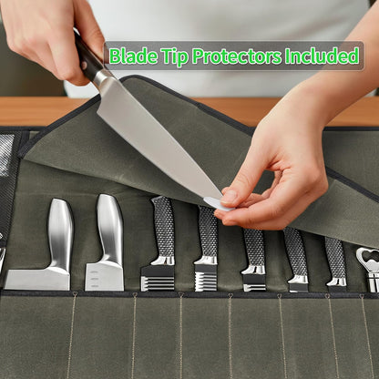 Chef Knife Roll Bag,Knife Roll Bag,Knife Bags for Chefs Professional,Knives Bag,Portable Chef Knife Cases with 14 Slots and Adjustable Shoulder Strap (Bag Only),Black