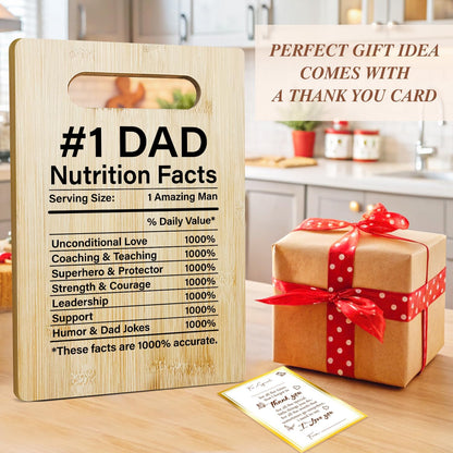 Best Dad Ever Bamboo Cutting Board, Grilling Gift For Men, Funny Charcuterie Boards for Home Kitchen Decor, Father's Day Birthday Gifts for Dad from Daughter Son -047