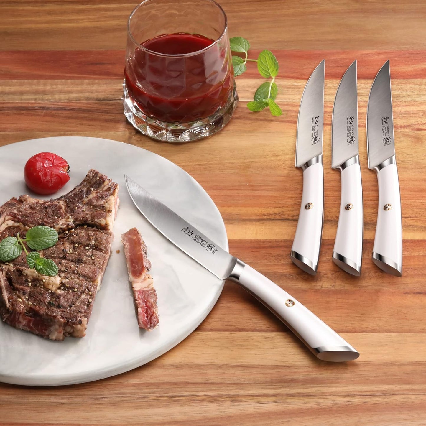 Cangshan ELBERT Series German Steel Forged 4-Piece Fine-Edge Steak Knife Set (Black)