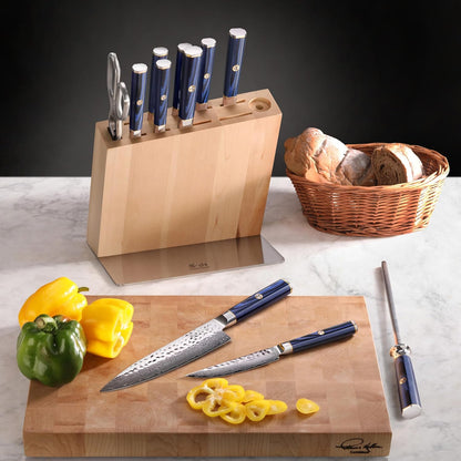 Cangshan KITA Series 12-Piece Knife Block Set, HUA Ash Wood Block, 501790 (Blue, 12pc)