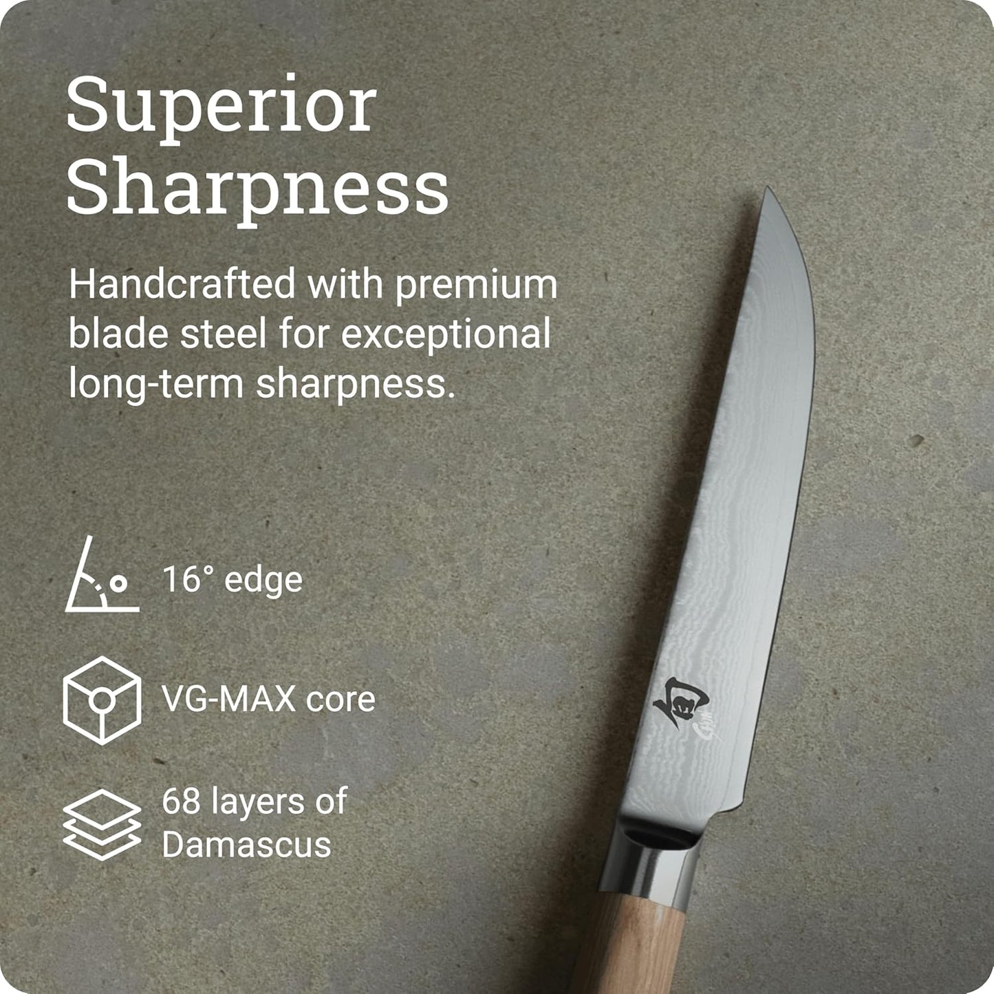 Shun Classic Blonde 8" Kiritsuke Knife, Handcrafted Japanese Kitchen Knife for Professional and Home Chefs, VG-MAX Core with Damascus Stainless Steel Cladding, Pakkawood Handle