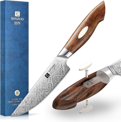 XINZUO 8.3 Inch,110 Layers Damascus Steel Chef Knife Cleaver, Professional Hand Forged Kitchen Cooking Knife,Full Tang,Sharp Slicing Knife Gyuto Knife-North America Desert lron Wood Handle