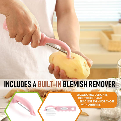 Spring Chef Premium Swivel Vegetable Peeler, Soft Grip Handle and Ultra Sharp Stainless Steel Blades - Perfect Kitchen Peeler For Veggie, Fruit, Potato, Carrot, Apple - Black
