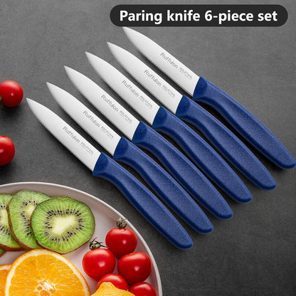 Paring Knife Fruit Knife Set (6 Pieces), Ultra Sharp Stainless Steel Vegetable and Fruit Knife with PP Plastic Ergonomic Handle for Cutting Fruits and Vegetables.Multi.