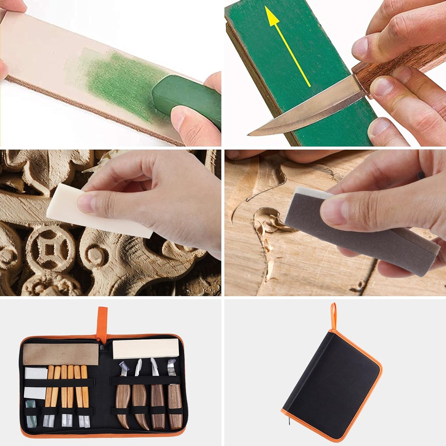 26-in-1 Wood Carving Kit with Detail Wood Carving Knife, Whittling Knife, Wood Chisel Knife, Gloves, Carving Knife Sharpener for Spoon, Bowl, Kuksa Cup (26PCS)