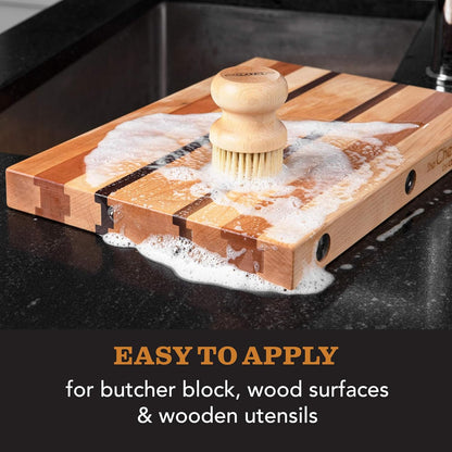 CLARK’S Cutting Board Oil and Wax Kit – Includes Food Grade Mineral Oil (12oz), Finishing Wax (6oz), Applicator, & Buffing Pad to Clean and Protect Wood, Enriched with Natural Lemon & Orange Extract