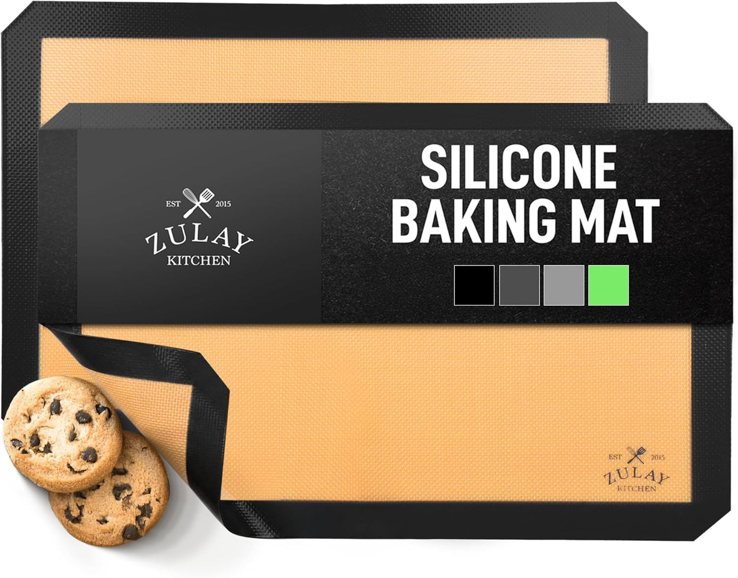 Zulay Kitchen Silicone Baking Mat Sheet Set - Reusable Baking Mat Nonstick - Half Sheet Baking Mat For Oven (Black, 1 Pack)