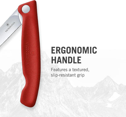 Victorinox Swiss Classic Foldable Paring Knife, Straight Edge Red 4.3 in