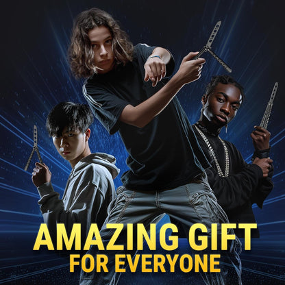 GOOD WORKER Butterfly Knife - Balisong Trainer - Black Practice Butterfly Trainer with Sure Spring Latch - Balisong Knives NOT Real NOT Sharp Blade - Full Stainless Steel Fake Dull Trick