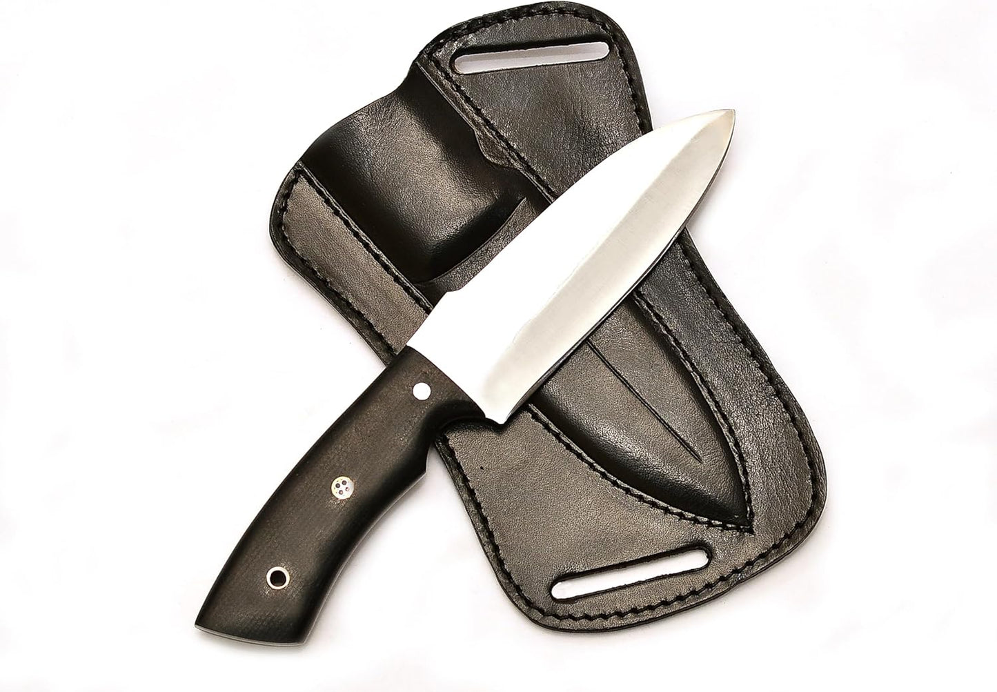 Fixed Blade Hunting Forged Tracker Knife - 8 Inches Carbon Steel Razor Sharp Blade Full Tang Bushcraft Knives with Premium Leather Belt Sheath. Used For Hunting Outdoor Camping, Hiking, Skining Knife.