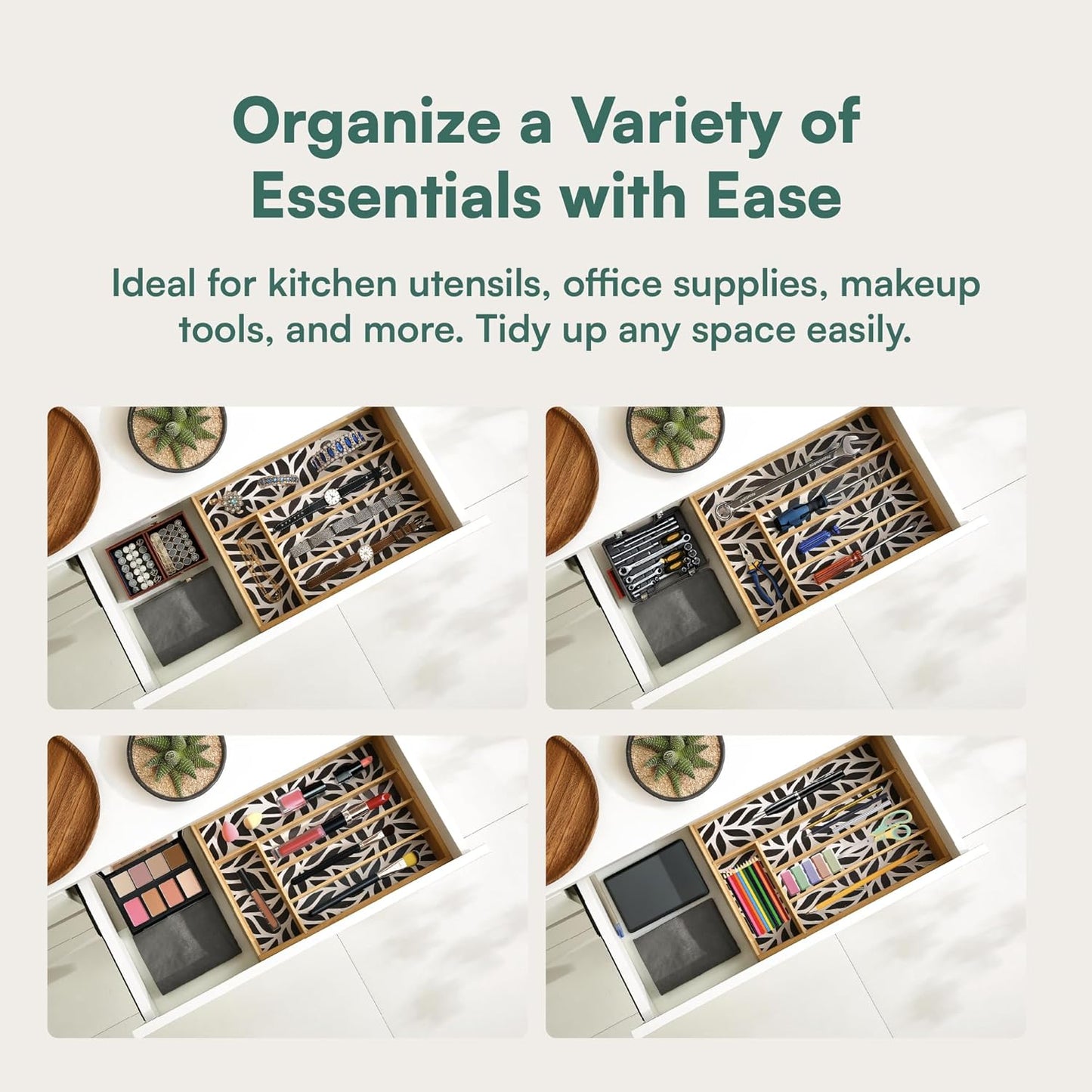 Pristine Bamboo Silverware Organizer - Small Extra-Deep Wooden Kitchen Drawer Organizer Divider for Spoons, Forks, Knives & Cutleries - 5 Slots