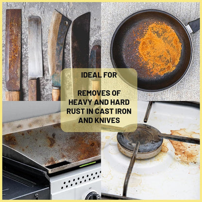 Rust Eraser, Premium Rust Remover for Cast Iron Pans, Knives & Tools, Hard Anodized Cookware and Other Pots, Remove Rust from Any Metallic Surface - 2 Pack