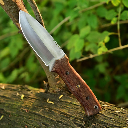 Fixed Blade Hunting Forged Tracker Knife - 8 Inches Carbon Steel Razor Sharp Blade Full Tang Bushcraft Knives with Premium Leather Belt Sheath. Used For Hunting Outdoor Camping, Hiking, Skining Knife.