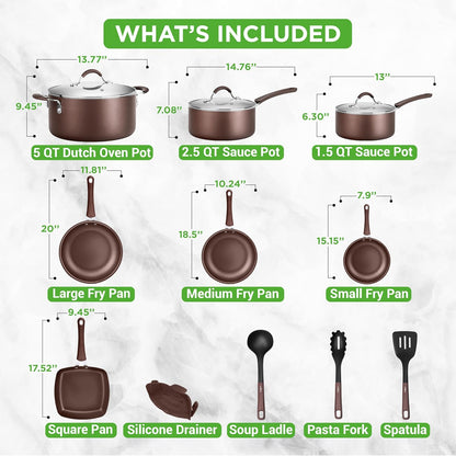 NutriChef 54-Piece Kitchen Cookware Set – Complete Non-Stick Ceramic Pots and Pans Set with Utensils, Bakeware, and Knife Set, Gas, Electric & Induction Compatible, Blush Pink Kitchen Essentials