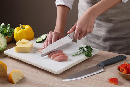 Zyliss Classic 2 Piece Chef & Santoku Knife Set, Stainless Steel 15° Hollow-Ground Blades, Ergonomic Wheat Straw Handles, Finger Guard & Blade Covers, Dishwasher Safe
