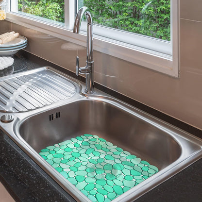 Coopay Kitchen Sink Mat Pebble Protect Mat PVC Eco-friendly Adjustable Stainless steel/ Porcelain Dish Drying Pad Protector for Bottom of Kitchen Sink, 15.8 x 11.8 inches (2 Pack, Black and Gray)