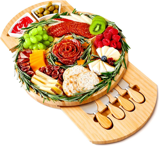 Charcuterie Boards, Thereye Cheese Board with Knife Set, Bamboo Charcuterie Board Set-𝐂𝐡𝐫𝐢𝐬𝐭𝐦𝐚𝐬 𝐆𝐢𝐟𝐭, Housewarming Gift, Wedding Gift