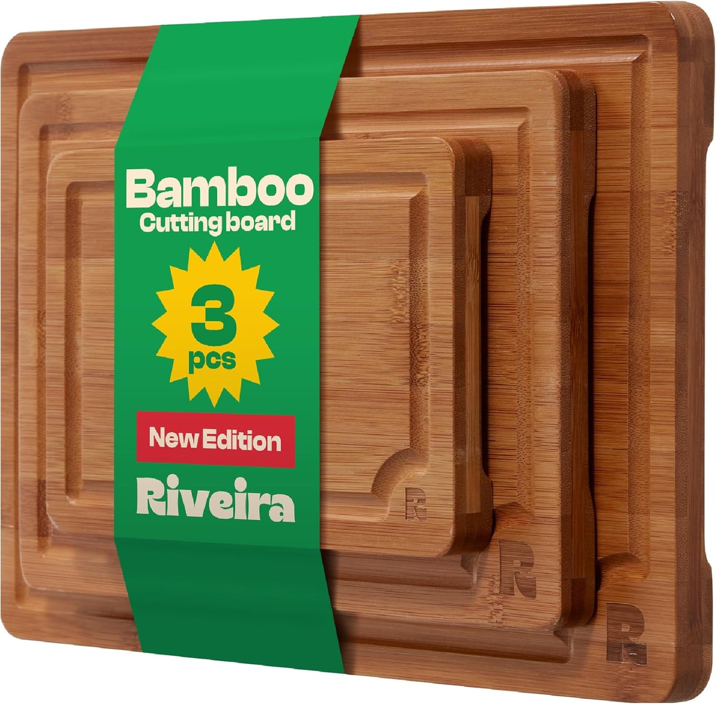 Riveira Walnut Cutting Board Set – Versatile And Durable: Set Of 3 Pcs Rectangular Wooden Cutting Board – Natural Wooden Cutting Boards For Kitchen – Complete Walnut Wooden Chopping Board