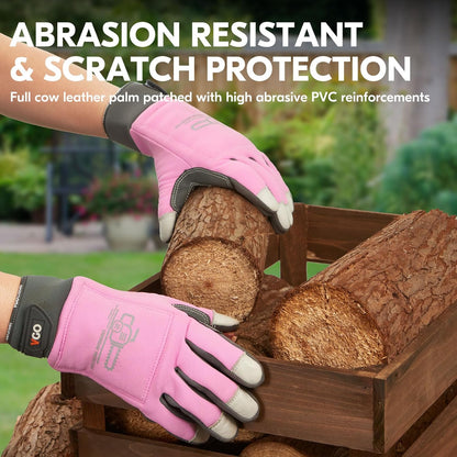Vgo... Chainsaw Gloves,12-Layer Saw Protection on Left/Both Hand Back,Cow Leather Gloves,Touchscreen