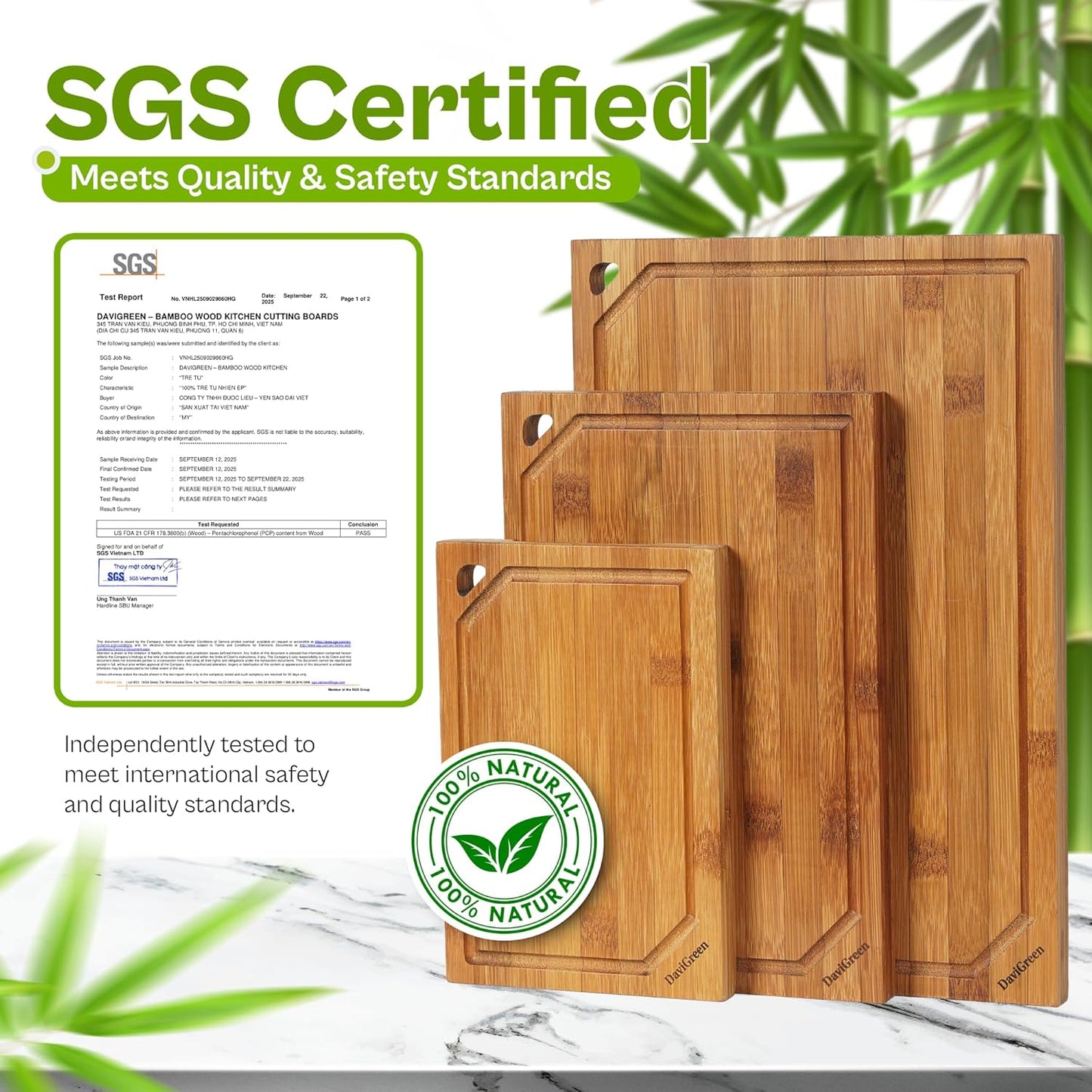Bamboo Cutting Board Set of 3 for Kitchen, Reversible Bamboo Cutting Boards with Juice Groove & Hidden Handles, 3 Sizes for Meal Prep, Chopping, Serving & Everyday Cooking, Natural Bamboo