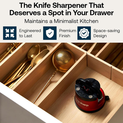 AnySharp – PRO – Hands Free Knife Sharpener - Easy to Use Sharpening Tool with PowerGrip Suction Base and 20-Degree Pre-set Angle - For All Knives: Chef’s, Serrated, and Hardened Steel - Metal