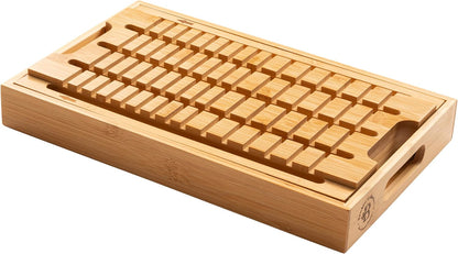 Bread Slicer for Homemade Bread - Adjustable Bamboo Bread Cutter with Knife, Foldable Slicing Guide & Crumb Tray - Bread Loaf Slicer for Sourdough, Cakes, Bagels, Loaves - Kitchen Gadgets Baking Gifts