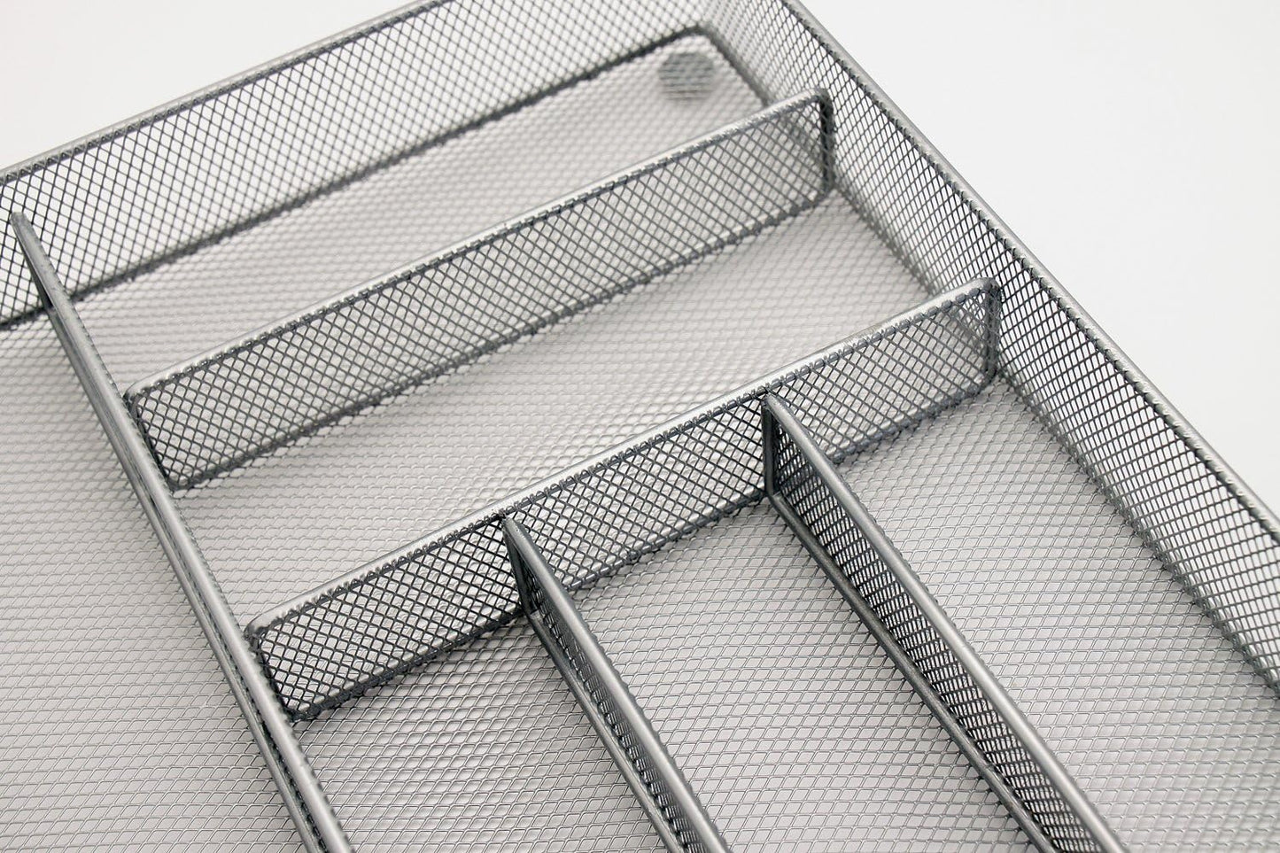 Mesh Large Cutlery Tray with Foam Feet - 6 Compartments - Kitchen Organization/Silverware Storage Utensil Flatware Tray