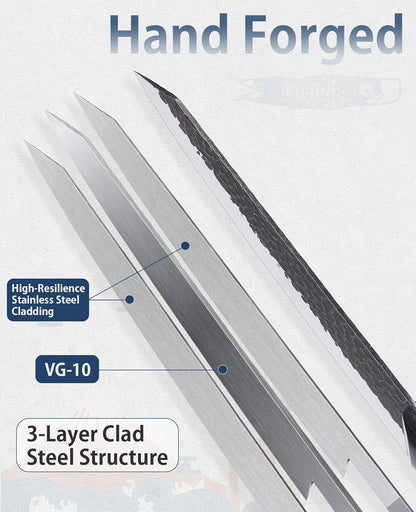 3.7 Inch Hand Forged Paring Knife, VG10 High Carbon 3-Layer Clad Steel Small Kitchen Knife, Ultra Sharp Full Tang for Peeling, Slicing & Delicate Prep, Gift Box for Men & Women