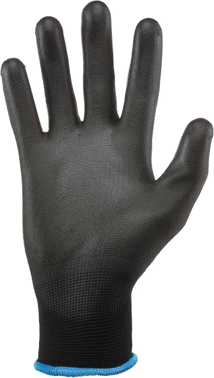 Gorilla Grip Work Gloves, Never Slip Maximum Grip All-Purpose, Gloves for Men, Superior in Wet, Dry, Oily Conditions, Polymer Palm, Medium Size, 5 Pairs, Black/Blue | 25041-25
