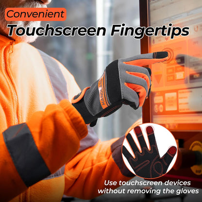 HANDLANDY Work Gloves for Men & Women, Utility Mechanic Working Gloves Touch Screen, Flexible Gardening Gloves for Yard