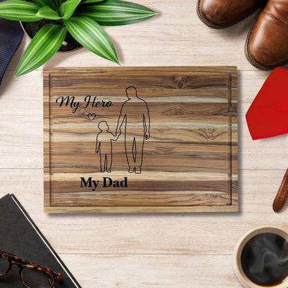 EcoDecors 18"x14" Extra Large Teak Cutting Board, Edge Grain Wood with Juice Groove & Handle, FSC Certified for Kitchen, Carving & Butcher Block Prep
