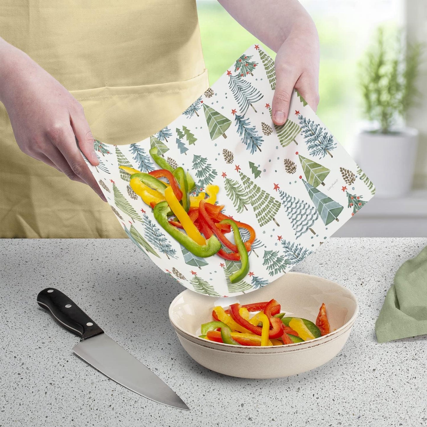 Cut N' Funnel Farmhouse Fall Designer Flexible Cutting Board Mat 15" x 11.5" Made in the USA Decorative Flexible Easy to Clean