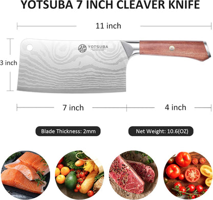 YOTSUBA Carving Knife and Fork Set, Meat Cutting Knife, Razor-Sharp German Stainless Steel Knives Fork Set with Ergonomic Wood Handle, Slicing Knives for Meats, BBQ & Vegetables