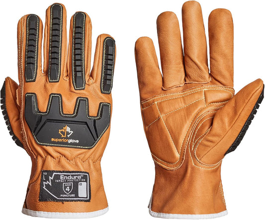 Superior Glove Endura Cut and Impact Resistant Leather Work Gloves – Insulated for Cold Winter Temperatures – 378KGTVB Large (Pack of 1 Pair)